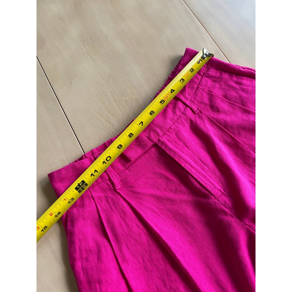 A New Day Target Linen Blend Hot Pink Magenta Pleated High Waisted Shorts Size 2 - Picture 10 of 13